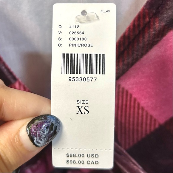 NWT MAEVE Anthropologie Velvet Babydoll Top in Rose Plaid Sz XS LS Puff Sleeves - Picture 9 of 10